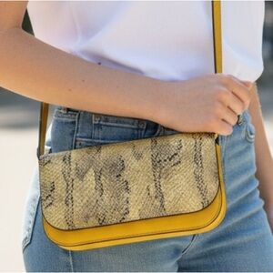 Vince Camuto Yellow Crossbody Bag with Leather Snakeskin Texture